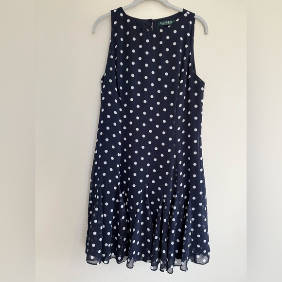 Ralph Lauren Dresses & Skirts - Ralph Lauren Navy and White Polka Dot Dress